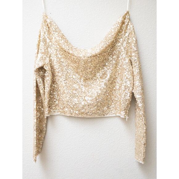 Zara Sequin Top Golden Limited Edition - Picture 3 of 6